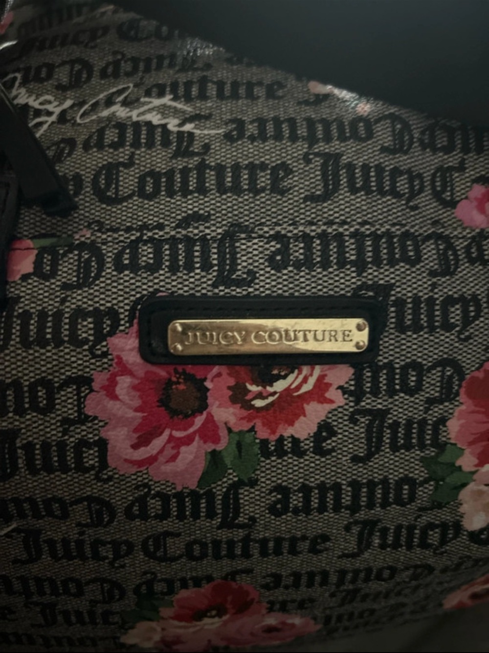 Juicy Couture Gray Floral Travel Bag with Pink Rose Print - Picture 5 of 6